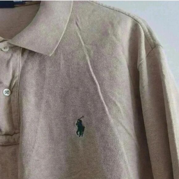 Polo by Ralph Lauren Tan Long Sleeve Polo Shirt Classic Design - Picture 9 of 16